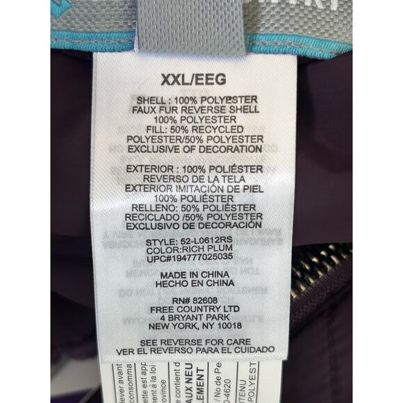 FREE COUNTRY Reversible 2 Looks in 1 Women's Vest Size XXL, Rich Plum, MSRP $70 - Picture 8 of 8